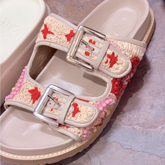 HOST PICK🌷🌹Anthropologie Coral Blue Comfort Sandals-Size 38/7.5 - Picture 9 of 9